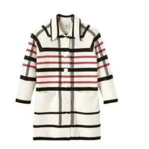 CAbi coat - White, Black, Red Stripes